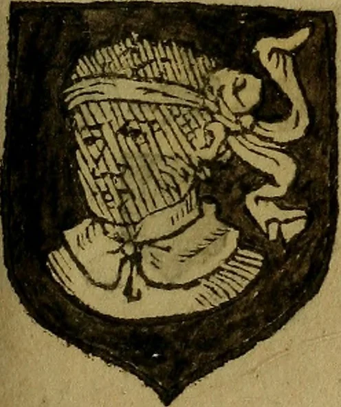 An illustration from Le jardin d'armoiries : contenant les armes de plusieurs nobles royaumes & maisons de Germanie Inferieure: oeuvre autant nouveau, que proufitable à tous amateurs du noble exercice d'armes. Den boomagert der wapenen, inhoudende wapenen van vele edele huysen van dese Nederlanden, en andere onliggende .., 1567, leaf 244
