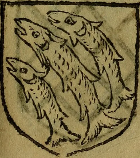 An illustration from Le jardin d'armoiries : contenant les armes de plusieurs nobles royaumes & maisons de Germanie Inferieure: oeuvre autant nouveau, que proufitable à tous amateurs du noble exercice d'armes. Den boomagert der wapenen, inhoudende wapenen van vele edele huysen van dese Nederlanden, en andere onliggende .., 1567, leaf 246