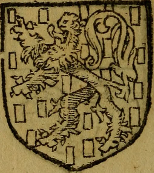 An illustration from Le jardin d'armoiries : contenant les armes de plusieurs nobles royaumes & maisons de Germanie Inferieure: oeuvre autant nouveau, que proufitable à tous amateurs du noble exercice d'armes. Den boomagert der wapenen, inhoudende wapenen van vele edele huysen van dese Nederlanden, en andere onliggende .., 1567, leaf 253
