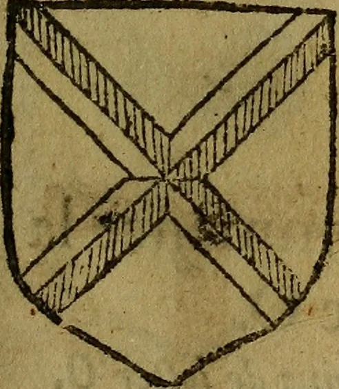 An illustration from Le jardin d'armoiries : contenant les armes de plusieurs nobles royaumes & maisons de Germanie Inferieure: oeuvre autant nouveau, que proufitable à tous amateurs du noble exercice d'armes. Den boomagert der wapenen, inhoudende wapenen van vele edele huysen van dese Nederlanden, en andere onliggende .., 1567, leaf 254