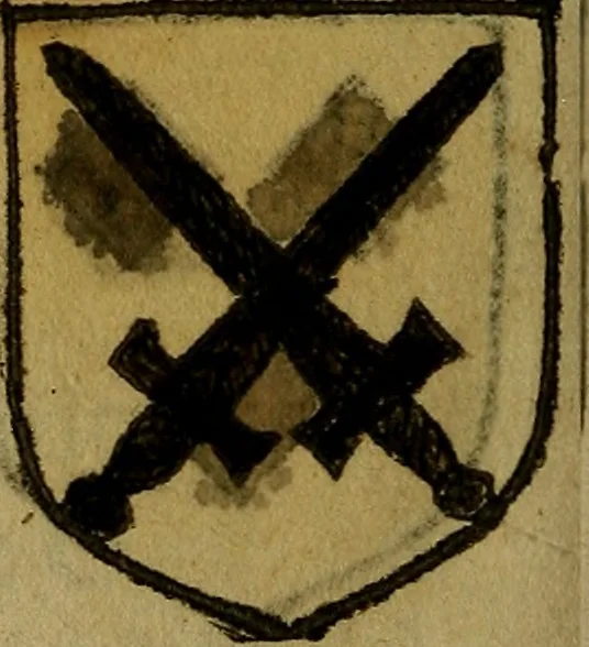 An illustration from Le jardin d'armoiries : contenant les armes de plusieurs nobles royaumes & maisons de Germanie Inferieure: oeuvre autant nouveau, que proufitable à tous amateurs du noble exercice d'armes. Den boomagert der wapenen, inhoudende wapenen van vele edele huysen van dese Nederlanden, en andere onliggende .., 1567, leaf 257