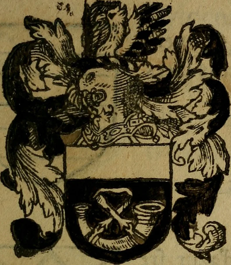 An illustration from Le jardin d'armoiries : contenant les armes de plusieurs nobles royaumes & maisons de Germanie Inferieure: oeuvre autant nouveau, que proufitable à tous amateurs du noble exercice d'armes. Den boomagert der wapenen, inhoudende wapenen van vele edele huysen van dese Nederlanden, en andere onliggende .., 1567, leaf 262
