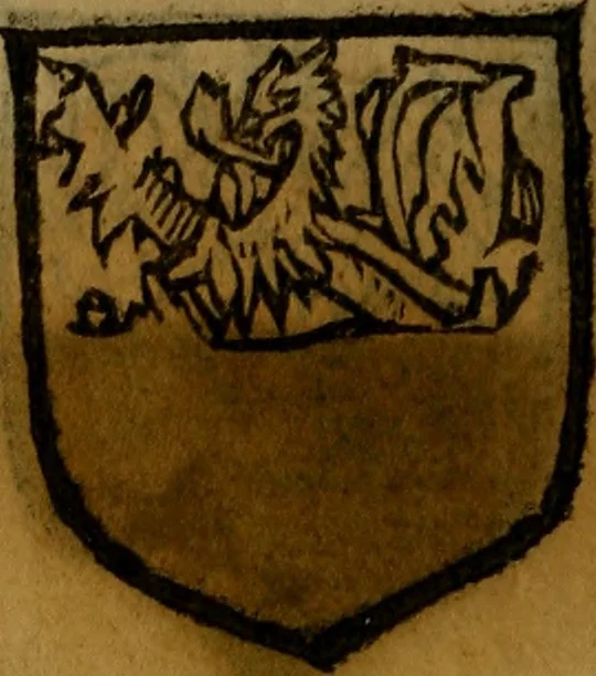 An illustration from Le jardin d'armoiries : contenant les armes de plusieurs nobles royaumes & maisons de Germanie Inferieure: oeuvre autant nouveau, que proufitable à tous amateurs du noble exercice d'armes. Den boomagert der wapenen, inhoudende wapenen van vele edele huysen van dese Nederlanden, en andere onliggende .., 1567, leaf 269