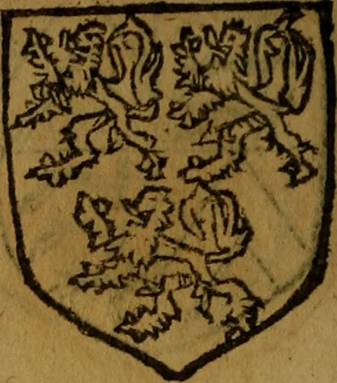 An illustration from Le jardin d'armoiries : contenant les armes de plusieurs nobles royaumes & maisons de Germanie Inferieure: oeuvre autant nouveau, que proufitable à tous amateurs du noble exercice d'armes. Den boomagert der wapenen, inhoudende wapenen van vele edele huysen van dese Nederlanden, en andere onliggende .., 1567, leaf 275