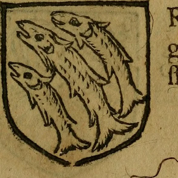 An illustration from Le jardin d'armoiries : contenant les armes de plusieurs nobles royaumes & maisons de Germanie Inferieure: oeuvre autant nouveau, que proufitable à tous amateurs du noble exercice d'armes. Den boomagert der wapenen, inhoudende wapenen van vele edele huysen van dese Nederlanden, en andere onliggende .., 1567, leaf 278
