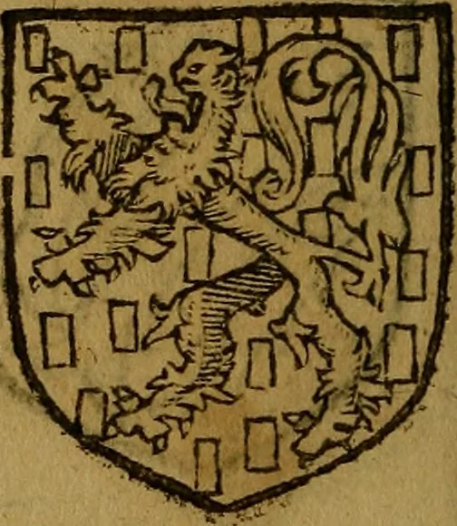 An illustration from Le jardin d'armoiries : contenant les armes de plusieurs nobles royaumes & maisons de Germanie Inferieure: oeuvre autant nouveau, que proufitable à tous amateurs du noble exercice d'armes. Den boomagert der wapenen, inhoudende wapenen van vele edele huysen van dese Nederlanden, en andere onliggende .., 1567, leaf 279