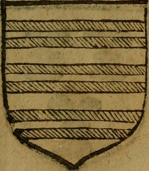 An illustration from Le jardin d'armoiries : contenant les armes de plusieurs nobles royaumes & maisons de Germanie Inferieure: oeuvre autant nouveau, que proufitable à tous amateurs du noble exercice d'armes. Den boomagert der wapenen, inhoudende wapenen van vele edele huysen van dese Nederlanden, en andere onliggende .., 1567, leaf 280