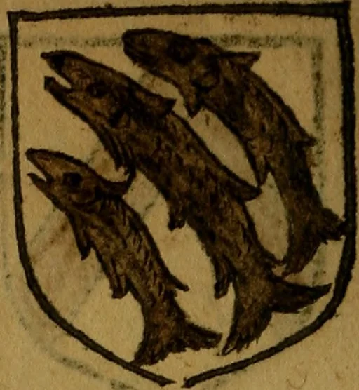 An illustration from Le jardin d'armoiries : contenant les armes de plusieurs nobles royaumes & maisons de Germanie Inferieure: oeuvre autant nouveau, que proufitable à tous amateurs du noble exercice d'armes. Den boomagert der wapenen, inhoudende wapenen van vele edele huysen van dese Nederlanden, en andere onliggende .., 1567, leaf 283