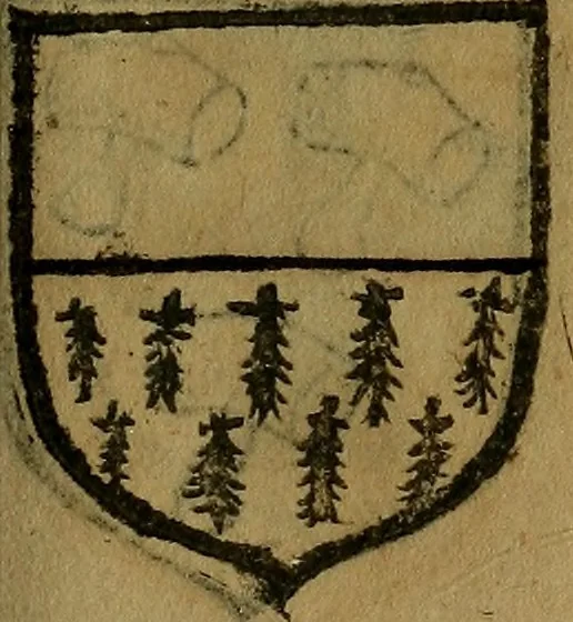 An illustration from Le jardin d'armoiries : contenant les armes de plusieurs nobles royaumes & maisons de Germanie Inferieure: oeuvre autant nouveau, que proufitable à tous amateurs du noble exercice d'armes. Den boomagert der wapenen, inhoudende wapenen van vele edele huysen van dese Nederlanden, en andere onliggende .., 1567, leaf 286