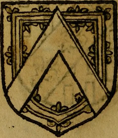 An illustration from Le jardin d'armoiries : contenant les armes de plusieurs nobles royaumes & maisons de Germanie Inferieure: oeuvre autant nouveau, que proufitable à tous amateurs du noble exercice d'armes. Den boomagert der wapenen, inhoudende wapenen van vele edele huysen van dese Nederlanden, en andere onliggende .., 1567, leaf 297