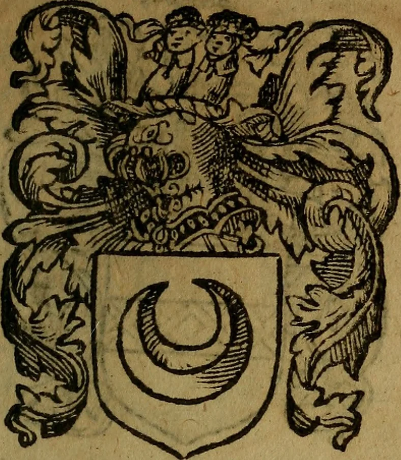 An illustration from Le jardin d'armoiries : contenant les armes de plusieurs nobles royaumes & maisons de Germanie Inferieure: oeuvre autant nouveau, que proufitable à tous amateurs du noble exercice d'armes. Den boomagert der wapenen, inhoudende wapenen van vele edele huysen van dese Nederlanden, en andere onliggende .., 1567, leaf 298