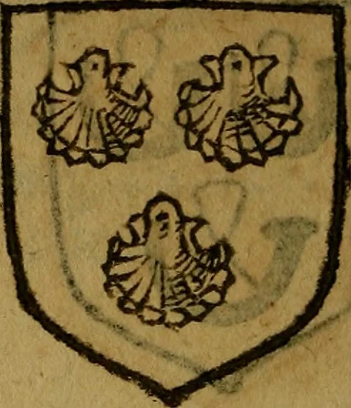 An illustration from Le jardin d'armoiries : contenant les armes de plusieurs nobles royaumes & maisons de Germanie Inferieure: oeuvre autant nouveau, que proufitable à tous amateurs du noble exercice d'armes. Den boomagert der wapenen, inhoudende wapenen van vele edele huysen van dese Nederlanden, en andere onliggende .., 1567, leaf 303