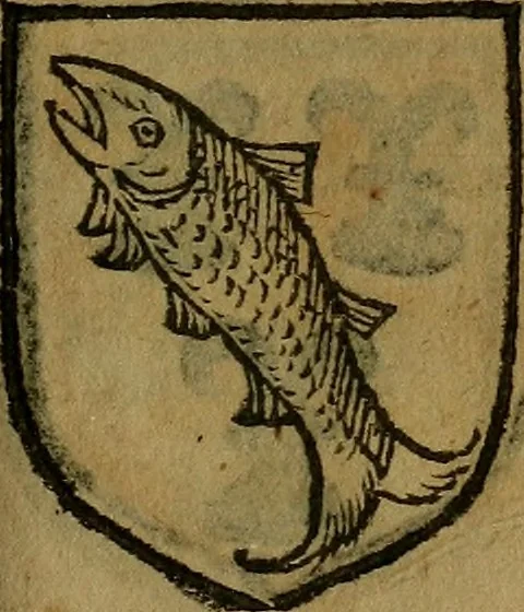 An illustration from Le jardin d'armoiries : contenant les armes de plusieurs nobles royaumes & maisons de Germanie Inferieure: oeuvre autant nouveau, que proufitable à tous amateurs du noble exercice d'armes. Den boomagert der wapenen, inhoudende wapenen van vele edele huysen van dese Nederlanden, en andere onliggende .., 1567, leaf 304