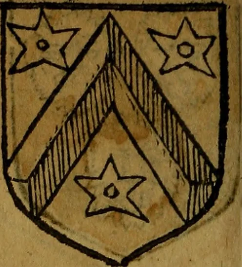 An illustration from Le jardin d'armoiries : contenant les armes de plusieurs nobles royaumes & maisons de Germanie Inferieure: oeuvre autant nouveau, que proufitable à tous amateurs du noble exercice d'armes. Den boomagert der wapenen, inhoudende wapenen van vele edele huysen van dese Nederlanden, en andere onliggende .., 1567, leaf 305