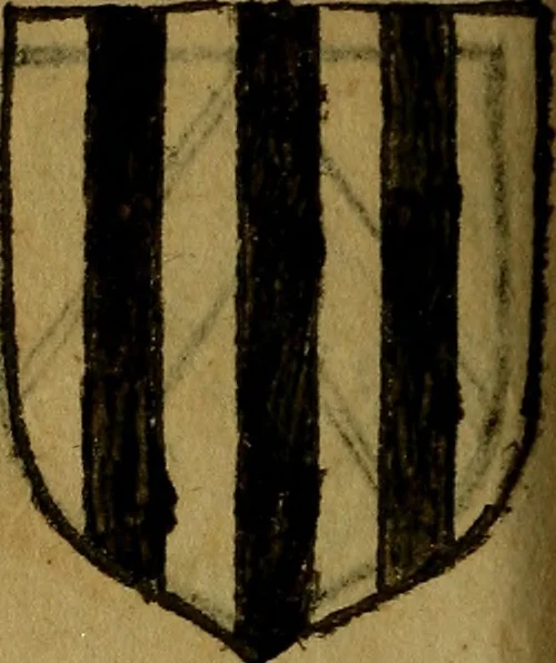 An illustration from Le jardin d'armoiries : contenant les armes de plusieurs nobles royaumes & maisons de Germanie Inferieure: oeuvre autant nouveau, que proufitable à tous amateurs du noble exercice d'armes. Den boomagert der wapenen, inhoudende wapenen van vele edele huysen van dese Nederlanden, en andere onliggende .., 1567, leaf 307