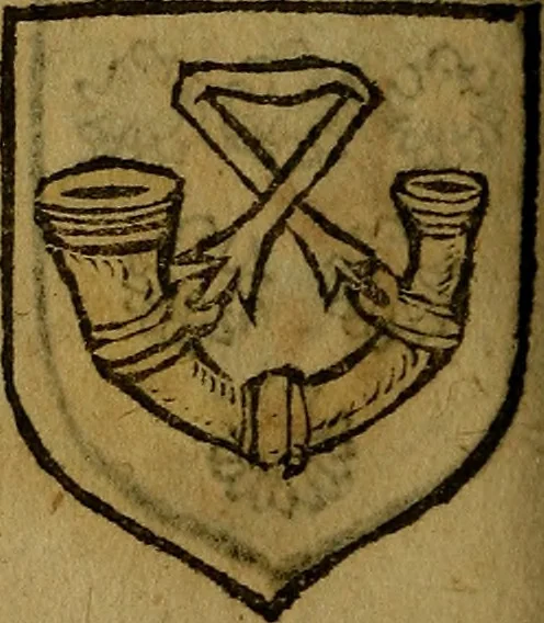 An illustration from Le jardin d'armoiries : contenant les armes de plusieurs nobles royaumes & maisons de Germanie Inferieure: oeuvre autant nouveau, que proufitable à tous amateurs du noble exercice d'armes. Den boomagert der wapenen, inhoudende wapenen van vele edele huysen van dese Nederlanden, en andere onliggende .., 1567, leaf 307