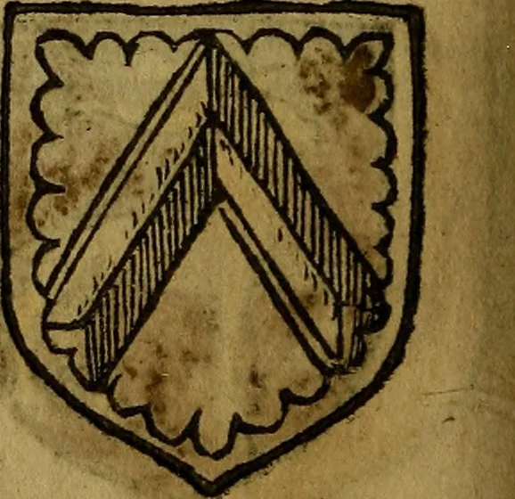 An illustration from Le jardin d'armoiries : contenant les armes de plusieurs nobles royaumes & maisons de Germanie Inferieure: oeuvre autant nouveau, que proufitable à tous amateurs du noble exercice d'armes. Den boomagert der wapenen, inhoudende wapenen van vele edele huysen van dese Nederlanden, en andere onliggende .., 1567, leaf 309