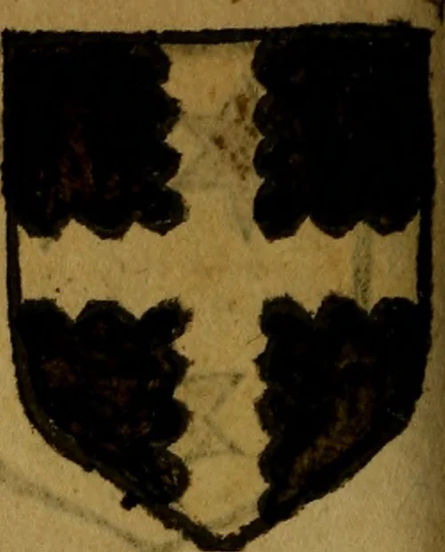 An illustration from Le jardin d'armoiries : contenant les armes de plusieurs nobles royaumes & maisons de Germanie Inferieure: oeuvre autant nouveau, que proufitable à tous amateurs du noble exercice d'armes. Den boomagert der wapenen, inhoudende wapenen van vele edele huysen van dese Nederlanden, en andere onliggende .., 1567, leaf 311