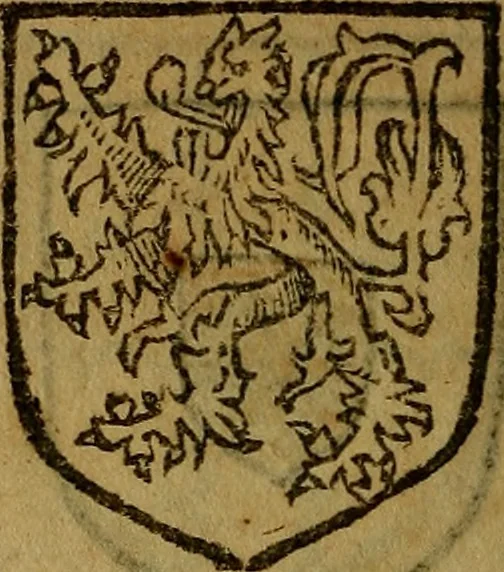 An illustration from Le jardin d'armoiries : contenant les armes de plusieurs nobles royaumes & maisons de Germanie Inferieure: oeuvre autant nouveau, que proufitable à tous amateurs du noble exercice d'armes. Den boomagert der wapenen, inhoudende wapenen van vele edele huysen van dese Nederlanden, en andere onliggende .., 1567, leaf 315