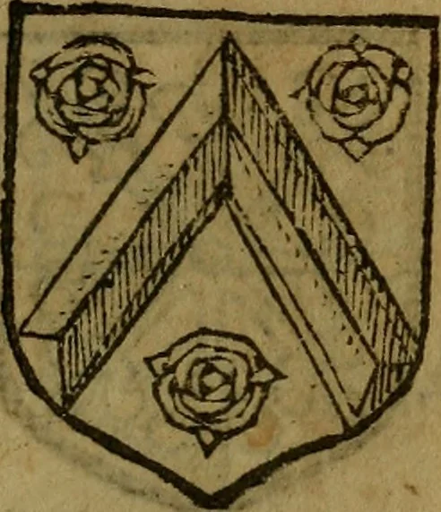 An illustration from Le jardin d'armoiries : contenant les armes de plusieurs nobles royaumes & maisons de Germanie Inferieure: oeuvre autant nouveau, que proufitable à tous amateurs du noble exercice d'armes. Den boomagert der wapenen, inhoudende wapenen van vele edele huysen van dese Nederlanden, en andere onliggende .., 1567, leaf 318