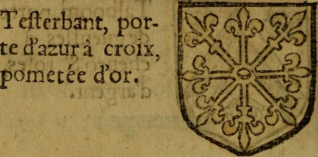 An illustration from Le jardin d'armoiries : contenant les armes de plusieurs nobles royaumes & maisons de Germanie Inferieure: oeuvre autant nouveau, que proufitable à tous amateurs du noble exercice d'armes. Den boomagert der wapenen, inhoudende wapenen van vele edele huysen van dese Nederlanden, en andere onliggende .., 1567, leaf 319