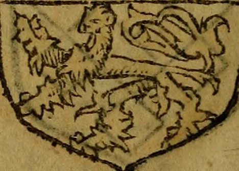 An illustration from Le jardin d'armoiries : contenant les armes de plusieurs nobles royaumes & maisons de Germanie Inferieure: oeuvre autant nouveau, que proufitable à tous amateurs du noble exercice d'armes. Den boomagert der wapenen, inhoudende wapenen van vele edele huysen van dese Nederlanden, en andere onliggende .., 1567, leaf 319