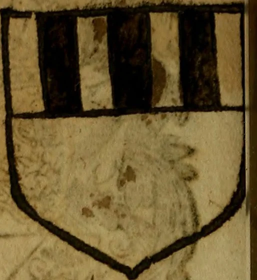 An illustration from Le jardin d'armoiries : contenant les armes de plusieurs nobles royaumes & maisons de Germanie Inferieure: oeuvre autant nouveau, que proufitable à tous amateurs du noble exercice d'armes. Den boomagert der wapenen, inhoudende wapenen van vele edele huysen van dese Nederlanden, en andere onliggende .., 1567, leaf 335