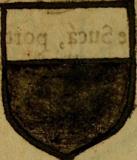 An illustration from Le jardin d'armoiries : contenant les armes de plusieurs nobles royaumes & maisons de Germanie Inferieure: oeuvre autant nouveau, que proufitable à tous amateurs du noble exercice d'armes. Den boomagert der wapenen, inhoudende wapenen van vele edele huysen van dese Nederlanden, en andere onliggende .., 1567, leaf 343