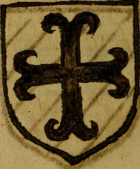 An illustration from Le jardin d'armoiries : contenant les armes de plusieurs nobles royaumes & maisons de Germanie Inferieure: oeuvre autant nouveau, que proufitable à tous amateurs du noble exercice d'armes. Den boomagert der wapenen, inhoudende wapenen van vele edele huysen van dese Nederlanden, en andere onliggende .., 1567, leaf 343