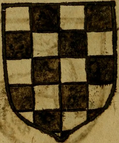 An illustration from Le jardin d'armoiries : contenant les armes de plusieurs nobles royaumes & maisons de Germanie Inferieure: oeuvre autant nouveau, que proufitable à tous amateurs du noble exercice d'armes. Den boomagert der wapenen, inhoudende wapenen van vele edele huysen van dese Nederlanden, en andere onliggende .., 1567, leaf 347