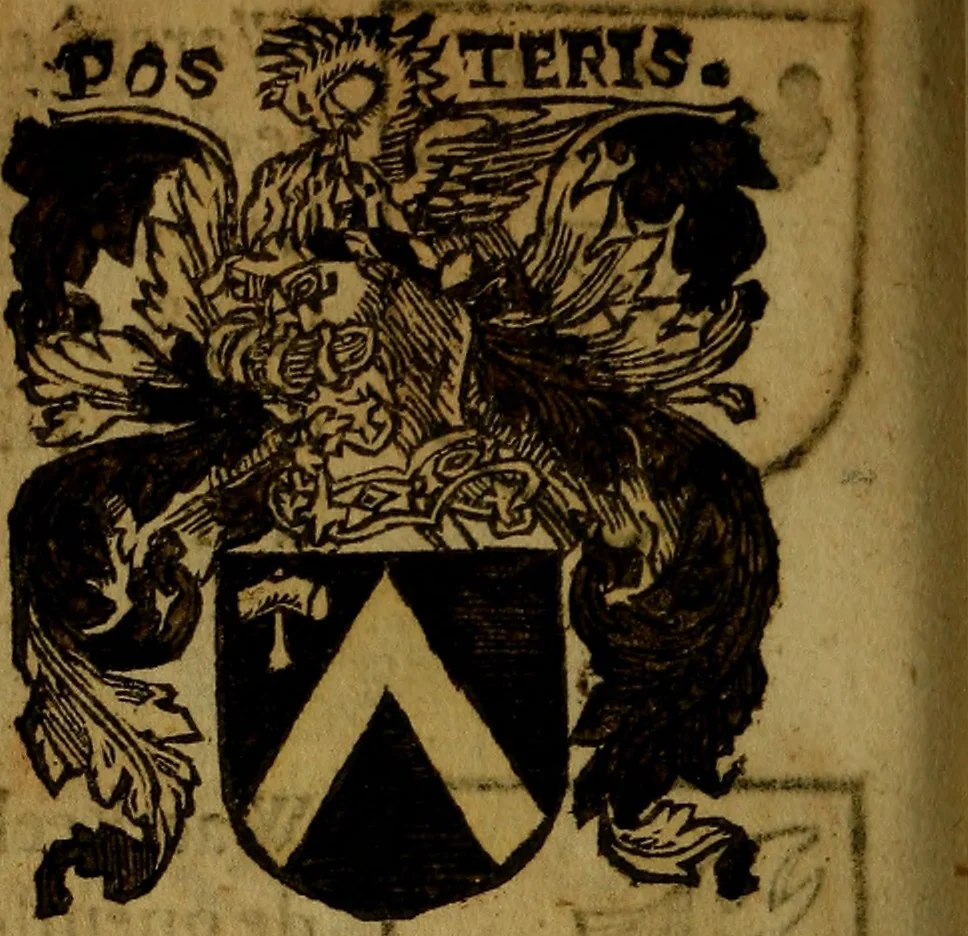 An illustration from Le jardin d'armoiries : contenant les armes de plusieurs nobles royaumes & maisons de Germanie Inferieure: oeuvre autant nouveau, que proufitable à tous amateurs du noble exercice d'armes. Den boomagert der wapenen, inhoudende wapenen van vele edele huysen van dese Nederlanden, en andere onliggende .., 1567, leaf 355