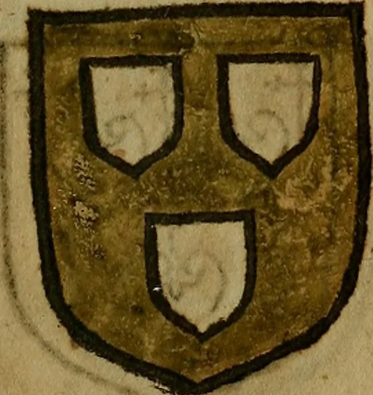 An illustration from Le jardin d'armoiries : contenant les armes de plusieurs nobles royaumes & maisons de Germanie Inferieure: oeuvre autant nouveau, que proufitable à tous amateurs du noble exercice d'armes. Den boomagert der wapenen, inhoudende wapenen van vele edele huysen van dese Nederlanden, en andere onliggende .., 1567, leaf 356