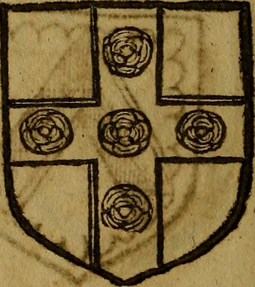 An illustration from Le jardin d'armoiries : contenant les armes de plusieurs nobles royaumes & maisons de Germanie Inferieure: oeuvre autant nouveau, que proufitable à tous amateurs du noble exercice d'armes. Den boomagert der wapenen, inhoudende wapenen van vele edele huysen van dese Nederlanden, en andere onliggende .., 1567, leaf 361