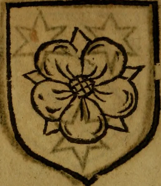 An illustration from Le jardin d'armoiries : contenant les armes de plusieurs nobles royaumes & maisons de Germanie Inferieure: oeuvre autant nouveau, que proufitable à tous amateurs du noble exercice d'armes. Den boomagert der wapenen, inhoudende wapenen van vele edele huysen van dese Nederlanden, en andere onliggende .., 1567, leaf 365