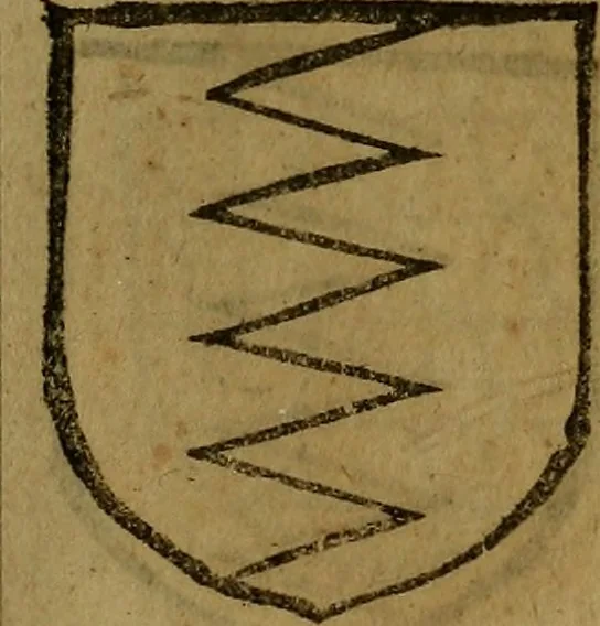 An illustration from Le jardin d'armoiries : contenant les armes de plusieurs nobles royaumes & maisons de Germanie Inferieure: oeuvre autant nouveau, que proufitable à tous amateurs du noble exercice d'armes. Den boomagert der wapenen, inhoudende wapenen van vele edele huysen van dese Nederlanden, en andere onliggende .., 1567, leaf 366