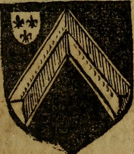 An illustration from Le jardin d'armoiries : contenant les armes de plusieurs nobles royaumes & maisons de Germanie Inferieure: oeuvre autant nouveau, que proufitable à tous amateurs du noble exercice d'armes. Den boomagert der wapenen, inhoudende wapenen van vele edele huysen van dese Nederlanden, en andere onliggende .., 1567, leaf 372
