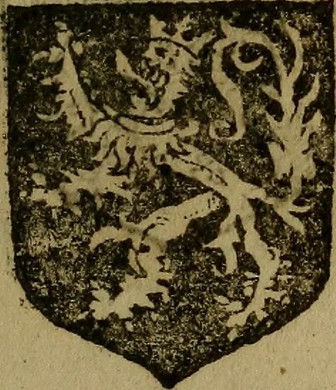 An illustration from Le jardin d'armoiries : contenant les armes de plusieurs nobles royaumes & maisons de Germanie Inferieure: oeuvre autant nouveau, que proufitable à tous amateurs du noble exercice d'armes. Den boomagert der wapenen, inhoudende wapenen van vele edele huysen van dese Nederlanden, en andere onliggende .., 1567, leaf 46