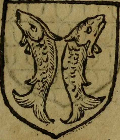 An illustration from Le jardin d'armoiries : contenant les armes de plusieurs nobles royaumes & maisons de Germanie Inferieure: oeuvre autant nouveau, que proufitable à tous amateurs du noble exercice d'armes. Den boomagert der wapenen, inhoudende wapenen van vele edele huysen van dese Nederlanden, en andere onliggende .., 1567, leaf 56