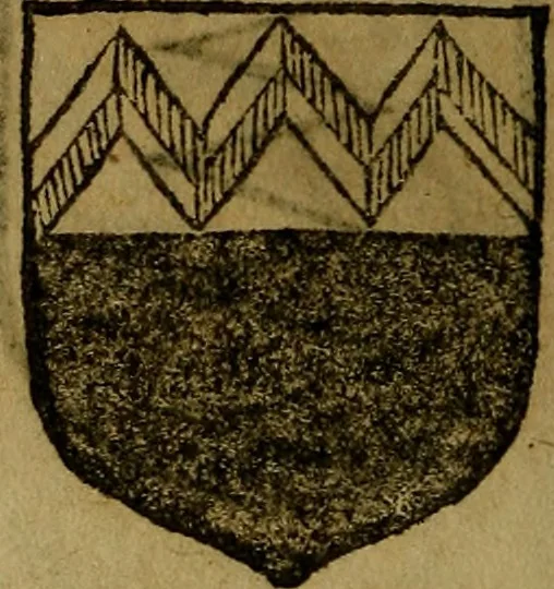 An illustration from Le jardin d'armoiries : contenant les armes de plusieurs nobles royaumes & maisons de Germanie Inferieure: oeuvre autant nouveau, que proufitable à tous amateurs du noble exercice d'armes. Den boomagert der wapenen, inhoudende wapenen van vele edele huysen van dese Nederlanden, en andere onliggende .., 1567, leaf 65