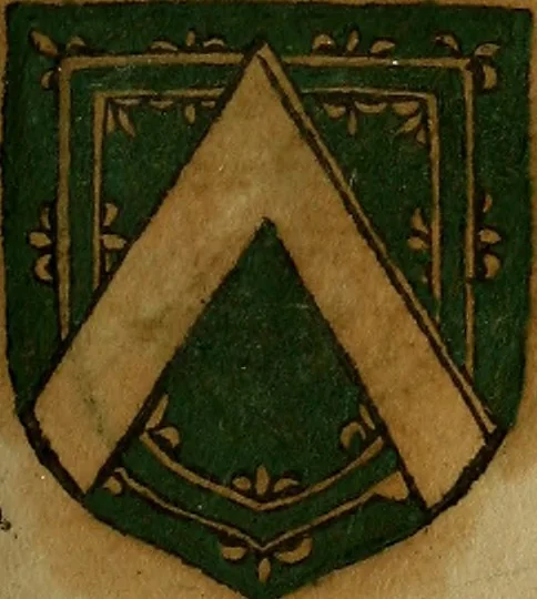 An illustration from Le jardin d'armoiries : contenant les armes de plusieurs nobles royaumes & maisons de Germanie Inferieure: oeuvre autant nouveau, que proufitable à tous amateurs du noble exercice d'armes. Den boomagert der wapenen, inhoudende wapenen van vele edele huysen van dese Nederlanden, en andere onliggende .., 1567, leaf 70