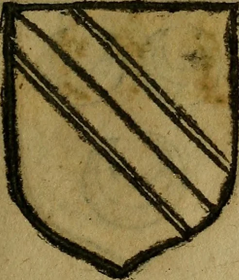 An illustration from Le jardin d'armoiries : contenant les armes de plusieurs nobles royaumes & maisons de Germanie Inferieure: oeuvre autant nouveau, que proufitable à tous amateurs du noble exercice d'armes. Den boomagert der wapenen, inhoudende wapenen van vele edele huysen van dese Nederlanden, en andere onliggende .., 1567, leaf 76