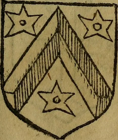 An illustration from Le jardin d'armoiries : contenant les armes de plusieurs nobles royaumes & maisons de Germanie Inferieure: oeuvre autant nouveau, que proufitable à tous amateurs du noble exercice d'armes. Den boomagert der wapenen, inhoudende wapenen van vele edele huysen van dese Nederlanden, en andere onliggende .., 1567, leaf 78