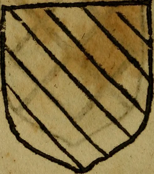 An illustration from Le jardin d'armoiries : contenant les armes de plusieurs nobles royaumes & maisons de Germanie Inferieure: oeuvre autant nouveau, que proufitable à tous amateurs du noble exercice d'armes. Den boomagert der wapenen, inhoudende wapenen van vele edele huysen van dese Nederlanden, en andere onliggende .., 1567, leaf 85