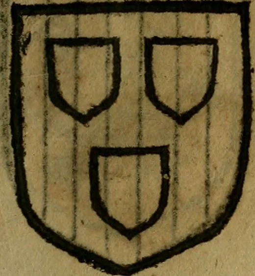 An illustration from Le jardin d'armoiries : contenant les armes de plusieurs nobles royaumes & maisons de Germanie Inferieure: oeuvre autant nouveau, que proufitable à tous amateurs du noble exercice d'armes. Den boomagert der wapenen, inhoudende wapenen van vele edele huysen van dese Nederlanden, en andere onliggende .., 1567, leaf 88