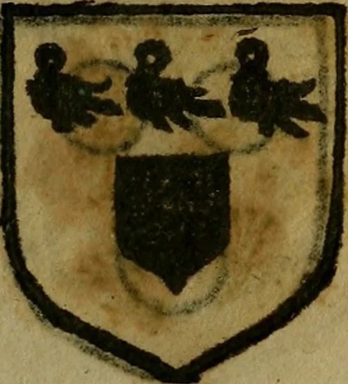 An illustration from Le jardin d'armoiries : contenant les armes de plusieurs nobles royaumes & maisons de Germanie Inferieure: oeuvre autant nouveau, que proufitable à tous amateurs du noble exercice d'armes. Den boomagert der wapenen, inhoudende wapenen van vele edele huysen van dese Nederlanden, en andere onliggende .., 1567, leaf 88