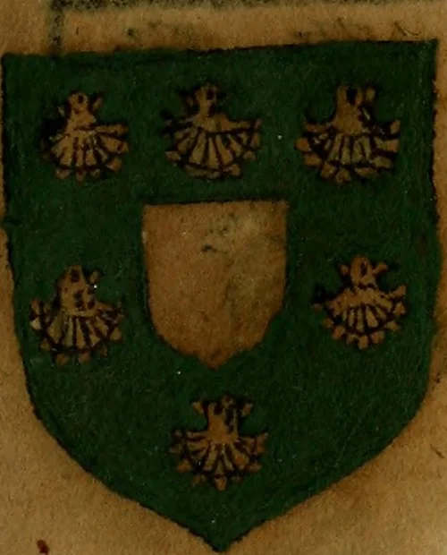 An illustration from Le jardin d'armoiries : contenant les armes de plusieurs nobles royaumes & maisons de Germanie Inferieure: oeuvre autant nouveau, que proufitable à tous amateurs du noble exercice d'armes. Den boomagert der wapenen, inhoudende wapenen van vele edele huysen van dese Nederlanden, en andere onliggende .., 1567, leaf 92