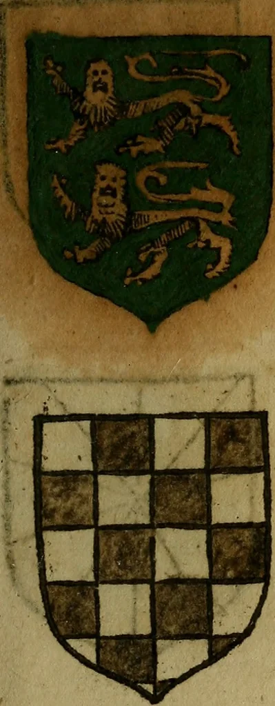 An illustration from Le jardin d'armoiries : contenant les armes de plusieurs nobles royaumes & maisons de Germanie Inferieure: oeuvre autant nouveau, que proufitable à tous amateurs du noble exercice d'armes. Den boomagert der wapenen, inhoudende wapenen van vele edele huysen van dese Nederlanden, en andere onliggende .., 1567, leaf 94
