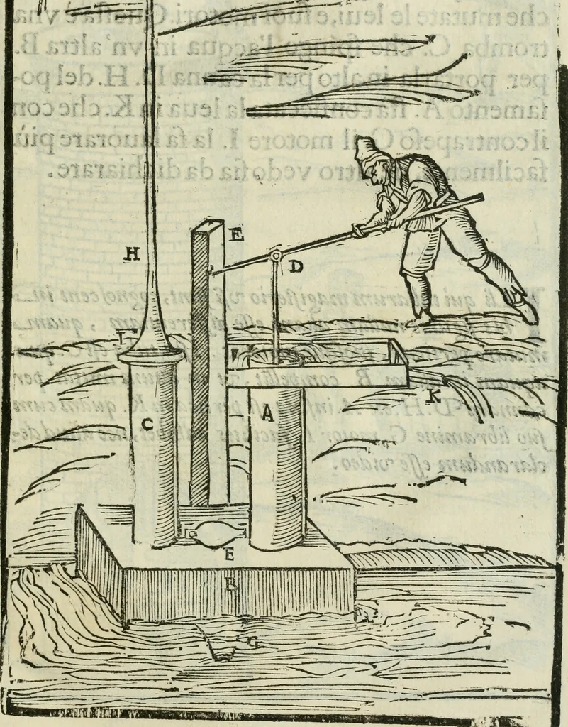 An illustration from Le machine : volume nuouo et di molto artificio da fare effetti marauigliosi tanto spiritali quanto di animale operatione arichito di bellissime figure conle dichiarationi a ciascuna di esse in lingua uolgare et latina, 1629, leaf 104
