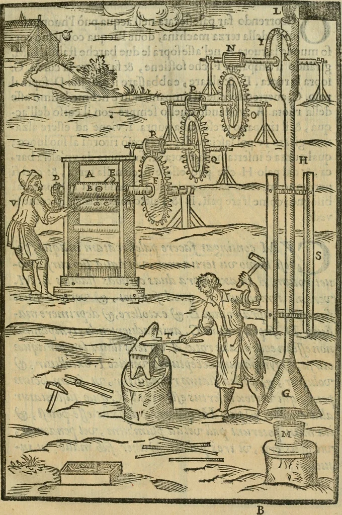An illustration from Le machine : volume nuouo et di molto artificio da fare effetti marauigliosi tanto spiritali quanto di animale operatione arichito di bellissime figure conle dichiarationi a ciascuna di esse in lingua uolgare et latina, 1629, leaf 14