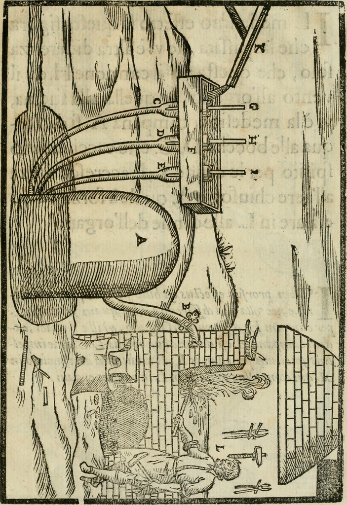 An illustration from Le machine : volume nuouo et di molto artificio da fare effetti marauigliosi tanto spiritali quanto di animale operatione arichito di bellissime figure conle dichiarationi a ciascuna di esse in lingua uolgare et latina, 1629, leaf 154